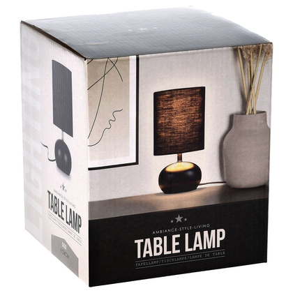 Lampa stołowa z kloszem abażurem lampka nocna czarna z metalową podstawą loft 26x14 cm