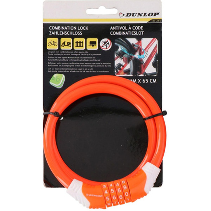 ZAPIĘCIE ROWEROWE SPIRALNE NA SZYFR 10MMx65CM DUNLOP POMARAŃCZOWE