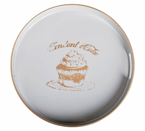 Taca okrągła szara ze złotym nadrukiem