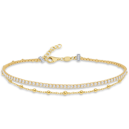 MINET Elegancka złota bransoletka kulka z białą cyrkonią Au 585/1000 3,90g