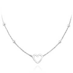 MINET Naszyjnik wykonany z białego złota z sercem i kulkami Au 585/1000 1,60g