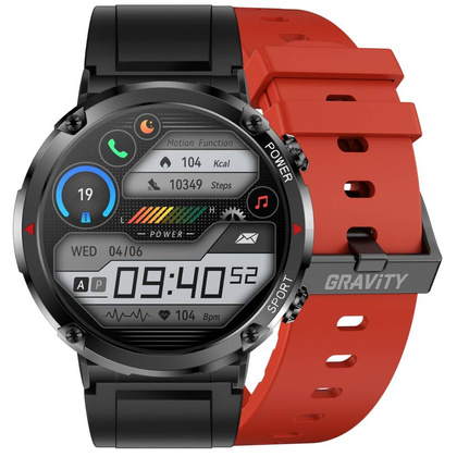 Smartwatch Gravity GT21-6 + Czerwony Pasek Silikonowy