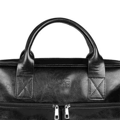 Skórzana torba męska na ramię laptopa 15,6" czarna - Pavone Nero Monza 2317 BL