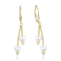 MINET Pozłacane srebrne kolczyki z naturalnymi perłami