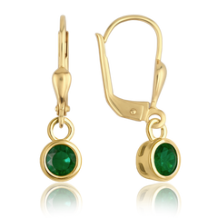 MINET Eleganckie złote kolczyki z zielonymi cyrkoniami Au 585/1000 1,75g