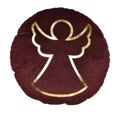 Poduszka bordowa okrągła ze złotym aniołem
