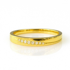 Pierścionek stal chirurgiczna platerowana złotem, z cyrkoniami PST975, Rozmiar pierścionków: US7 EU14