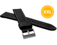 LAVVU XXL Szyty czarny pasek SPORT z luksusowej skóry Top Grain - 24 XXL