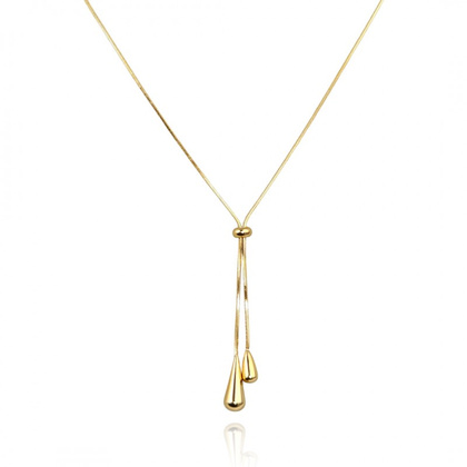 Naszyjnik stal szlachetna pozłacana 14k złotem, krople zwisające NST2158