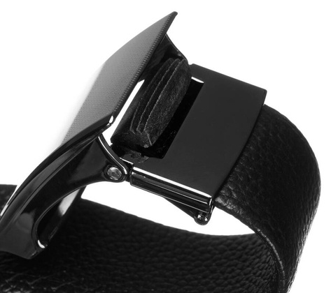 Elegancki skorzany pasek z metalowa klamra automatyczna