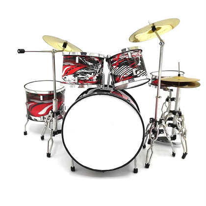 Mini perkusja czarno-czerwona  MDR-0312, skala 1:5 Uwaga! Perkusja "nie gra" - to wyłącznie przedmiot dekoracyjny