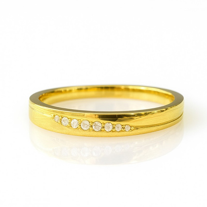 Pierścionek stal chirurgiczna platerowana złotem, z cyrkoniami PST975, Rozmiar pierścionków: US7 EU14