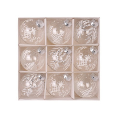 Komplet bombek bożonarodzeniowych 9 szt. opakowaniu białe średnica 8cm BSN42