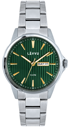 LAVVU Stylowy zegarek TRONES Green & Gold 100M