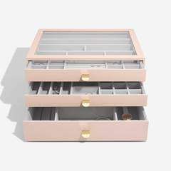 Szkatułka na biżuterię Stackers supersize różowa z 3 szufladami