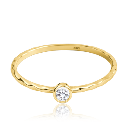 MINET Delikatny złoty pierścionek z białą cyrkonią Au 585/1000 rozm. 14 - 0,65g