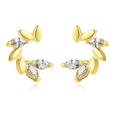 Kolczyki ze stali szlachetnej pozłacane 14k złotem, cyrkonie KST2847