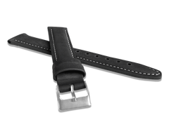 LAVVU Wyściełany czarny szyty pasek CLASSIC z luksusowej skóry Top Grain - 18