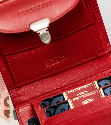 Skórzany portfel damski z systemem rfid zapinany na zatrzask