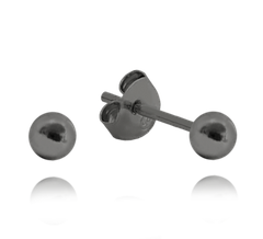 MINET Kolczyki srebrne czarne KULKI MAŁE 3 mm