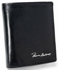 Pionowy portfel męski z gładkiej skóry naturalnej, ochrona rfid stop