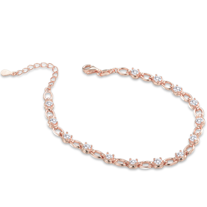 MINET Elegancka Rose gold srebrna bransoletka z białymi cyrkoniami