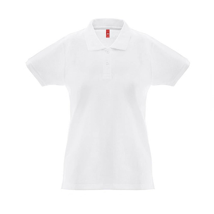 THC MONACO WOMEN WH. Damska koszulka polo z krótkim rękawem z bawełny zgrzebnej