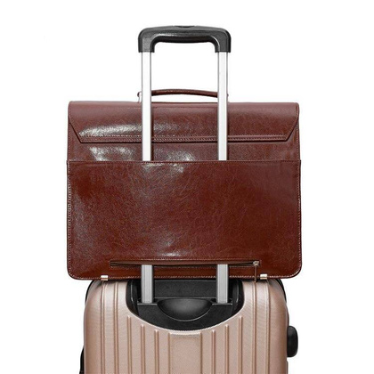 Skórzana teczka męska na dokumenty laptopa brązowa - Pavone Nero Tronto 2058 BR