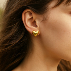 Kolczyki ze stali szlachetnej platerowane 14k złotem, dwustronne serca KST3412