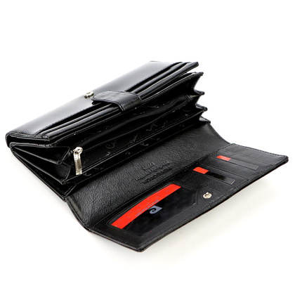 Portfel damski skórzany PIERRE CARDIN 07 SHINY 102 Czarny