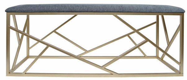 Ławeczka metalowa z siedziskiem szary melanż ze złotymi nogami