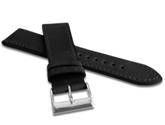 LAVVU Czarny szyty pasek SLIM z luksusowej skóry Top Grain - 24