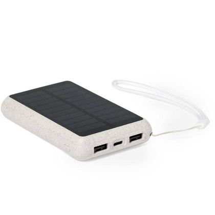 Power bank 5000 mAh ze słomy pszenicznej, ładowarka słoneczna