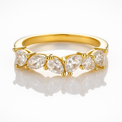 Pierścionek stal chirurgiczna platerowana złotem regulowany, z cyrkoniami PST972, Rozmiar pierścionków: US6 EU11