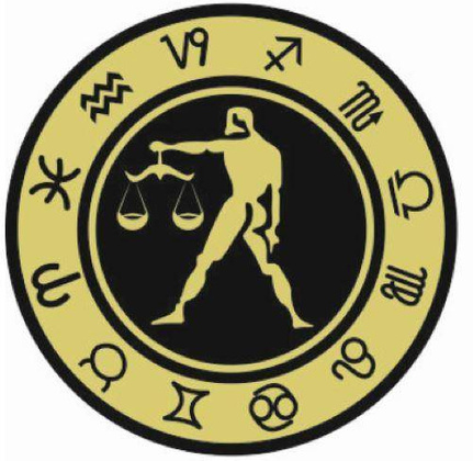 Waga - znak zodiaku - magnes. Śr. 6cm; metal emaliowany