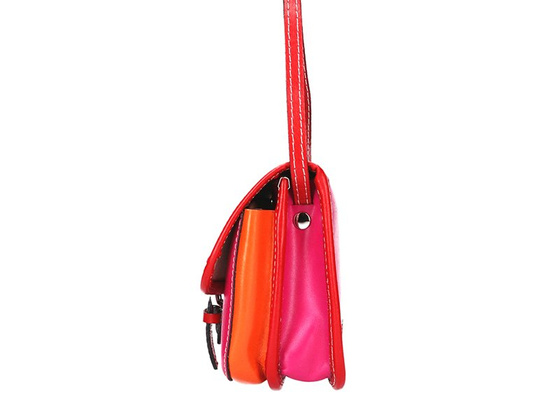 Torebka damska skórzana KEMER 112 pomarańczowy + granat