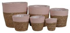 Kpl.6 koszy różowych z juty
