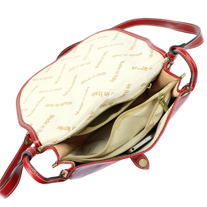 Skórzana torebka, listonoszka 8863 czerwona