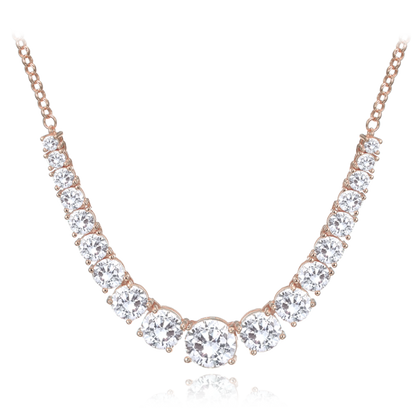 MINET Rose gold luksusowy naszyjnik srebrny z białymi cyrkoniami Ag 925/1000 16,00g