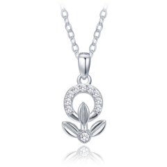 MINET Elegancki srebrny naszyjnik kwiat z białymi cyrkoniami