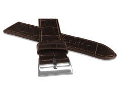 LAVVU Brązowy szyty pasek CROCO z luksusowej skóry Top Grain - 22