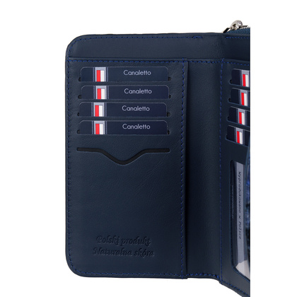Damski portfel skórzany Canaletto – faktura kropli z RFID | Elegancja i bezpieczeństwo PD1445s288 RFID