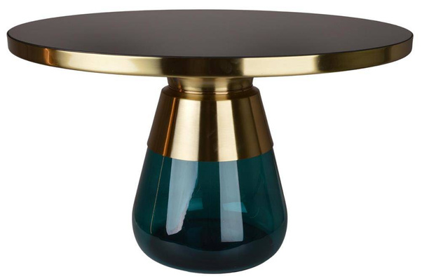 Stolik kawowy metalowy z morskim szkłem duży