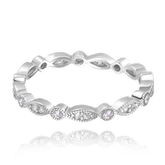 MINET Pierścien srebrny z białymi cyrkoniami wielkość 17