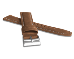 LAVVU Wyściełany brązowy szyty pasek CLASSIC z luksusowej skóry Top Grain - 24