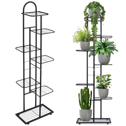 Kwietnik 7-poziomowy na doniczki metalowy czarny 138 cm