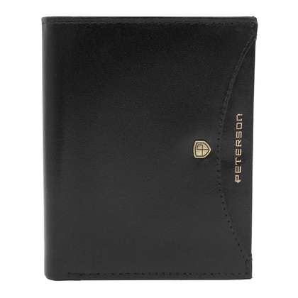 Skórzany męski portfel Peterson PTN 303.01 czarny + czerwony