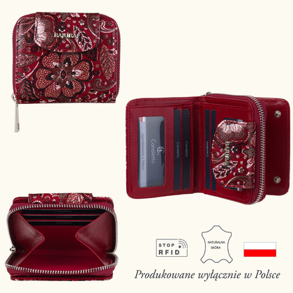 Dwustronny czerwony portfel damski BajuBaj ze skóry naturalnej PD1026cs167