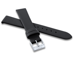 MINET Czarny skórzany pasek ze srebrną klamrą - 16