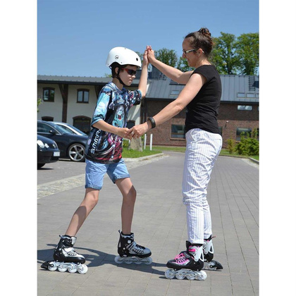 Łyżworolki - wrotki - łyżwy 4 w 1 ENERO PRO LED  38 - 41 Różowo - szare